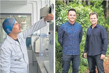  ??  ?? RESEARCH: A scientist at work. Right: I’m a Celebrity presenters Ant and Dec.