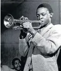  ?? /TIMES MEDIA ?? Hugh Masekela playing his Trumpet. Circa 1950s