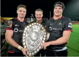  ??  ?? Kevin Barrett, centre, with sons Jordie and Scott after Canterbury won the Ranfurly Shield.