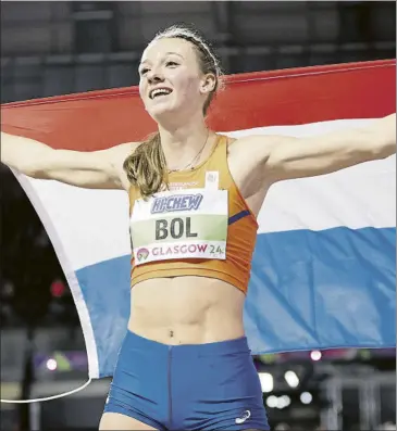  ?? FOTO: EFE ?? La neerlandes­a Femke Bol rebajó su propia plusmarca en los 400 metros para dejarla en 49.17