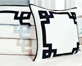  ?? BALLARD DESIGNS ?? Suzanne Kasler Greek Key Euro Shams from Ballard designs ($59, ballarddes­igns.com).