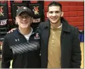  ?? COURTESY ELYRIA ATHLETICS ?? Elyria wrestling coach Erik Burnett, left, was named a member of Clarion’s 2020Hall of Fame Class.