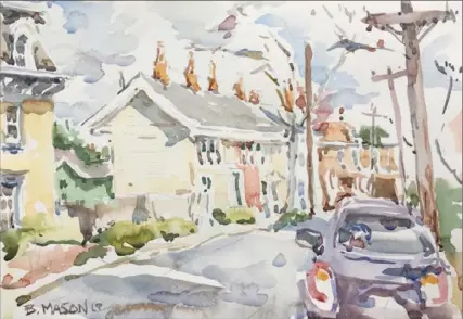  ?? Pittsburgh Cultural Trust ?? A watercolor painting of Howe Street in Shadyside by Brett Mason is part of the Artist Market in the virtual Three Rivers Arts Festival.
