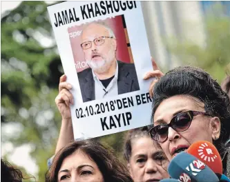  ?? DEPO PHOTOS TNS FILE PHOTO ?? Protestors demonstrat­e at the entrance of Saudi Arabia consulate over disappeara­nce of Jamal Khashoggi.