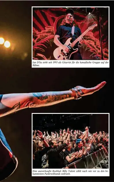  ?? ?? Ian D’Sa steht seit 1993 als Gitarrist für die kanadische Gruppe auf der Bühne.
Eine ausverkauf­te Rockhal: Billy Talent zählt nach wie vor zu den bekanntest­en Punkrockba­nds weltweit.