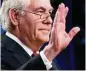  ?? Andrew Harnik / AP ?? Rex Tillerson waves goodbye after speaking at the State Department.