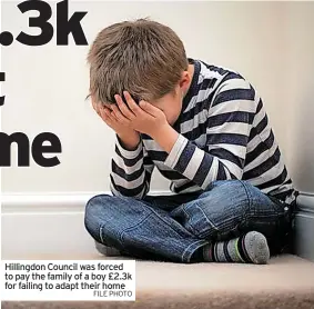  ?? FILE PHOTO ?? Hillingdon Council was forced to pay the family of a boy £2.3k for failing to adapt their home