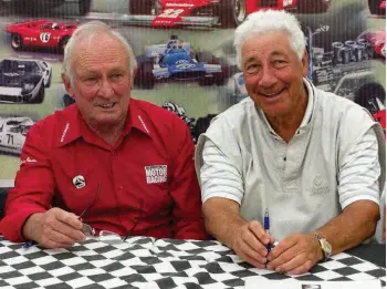  ??  ?? Right: Lifelong friends Chris Amon and Howden at the launch of Chris’s autobiogra­phy