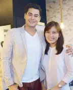  ??  ?? Fabio Ide with The Bellevue Hotels and Resorts marketing manager Euna Lodripas.