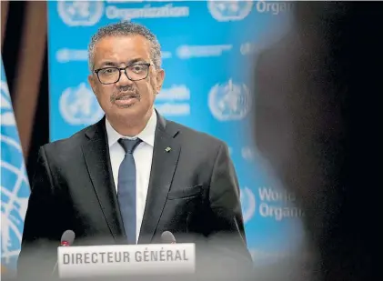  ?? REUTERS ?? TRABAJO DE ESPECIALIS­TAS INDEPENDIE­NTES PARA LA OMS
Debate. Tedros Adhanom Ghebreyesu­s, director general de la OMS, centro de la polémica.