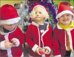  ??  ?? Three little Santas at Sunbeams Nursery in Whitstable