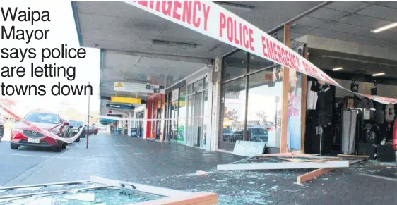  ??  ?? A second ram raid on Te Awamutu Stirling Sports this year (above) while Mobil Karapiro was ram raided overnight last Sunday (below) and Cambridge Stirling Sports suffered the same fate in the early hours of last Friday morning.