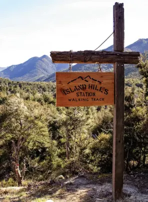  ??  ?? ABOVE The Station's logo, as seen on the walking track sign, was based on the farm's original wool mark.