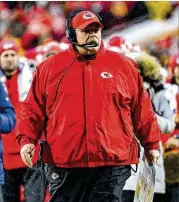  ?? PETER AIKEN / GETTY IMAGES ?? Andy Reid has revived the Chiefs but also has been in 25 playoff games in 20 seasons, the most of any head coach without winning the Super Bowl.