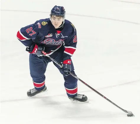  ?? BRANDON HARDER ?? Defenceman Nikita Sedov, from Russia, has emerged as an NHL draft prospect in his first season with the Regina Pats.