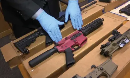  ?? ?? ‘Ghost guns’ at the San Francisco police department. Photograph: Haven Daley/AP