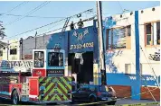  ??  ?? Firemen at the scene after a blaze tore through a rave party. Left, daylight reveals the full horror of the tragedy