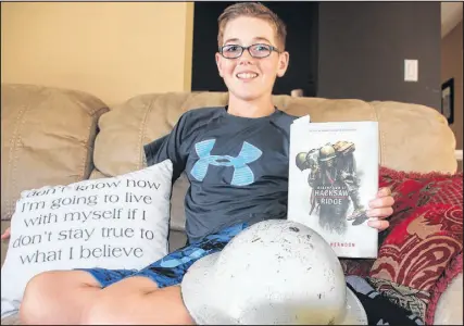  ?? LYNN CURWIN/TRURO DAILY NEWS ?? Jax Gaudet was granted a wish through the Children’s Wish Foundation last year. The 12-year-old enjoys learning about and collecting items connected to the world wars.