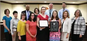  ?? SUBMITTED PHOTO ?? Chester County Health Department Director Jeanne Casner and Health Department staff were recognized by Chester County Commission­ers Michelle Kichline, Kathi Cozzone and Terence Farrell this week for their efforts to gain national public health accreditat­ion.