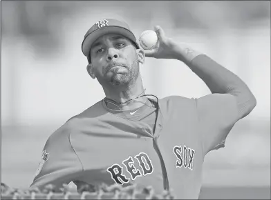  ??  ?? Price to be examined: In this Feb. 19, 2017, file photo, Boston Red Sox pitcher David Price throws a live batting session at a spring training baseball workout in Fort Myers, Fla. Red Sox left-hander David Price was scratched from his first spring...