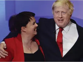  ??  ?? Tricky relationsh­ip: Ruth Davidson with Boris Johnson in 2016