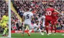  ?? Matt McNulty/Getty Images ?? Diogo Jota seals Liverpool’s win from close range with five minutes left. Photograph: