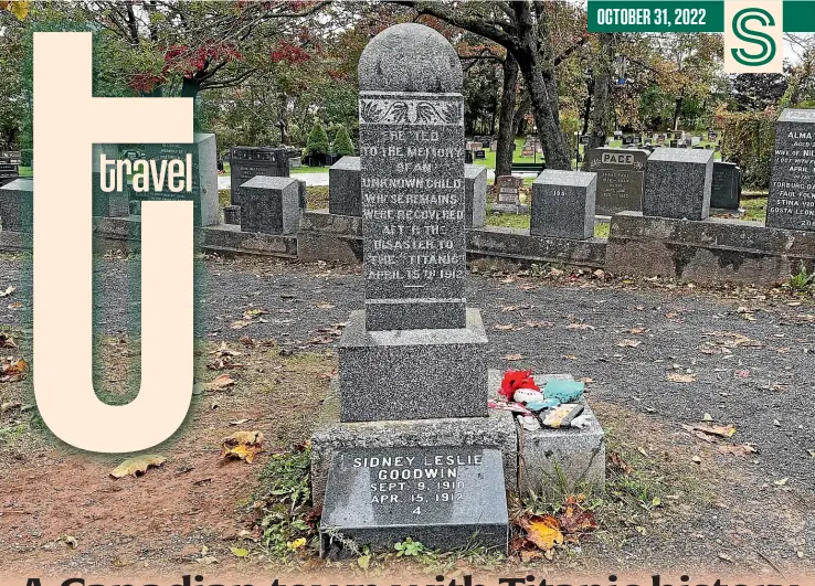  ?? PHOTOS: SIOBHAN DOWNES/STUFF ?? Main image: The grave of a formerly unknown child victim of the Titanic disaster at Fairview Lawn Cemetery in Halifax, Canada.