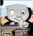  ?? DPA-BILD: ZIMMERMANN ?? Lesen in der Abenddämme­rung: ein Bild des Street-ArtKünstle­rs Pisica Patrata an einer Hauswand in Bukarest