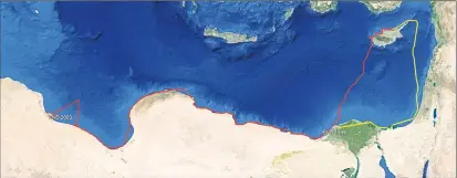  ?? ?? Katie the turtle’s track after nesting at Alagadi in 1999 (yellow) and 2003 (red). Source: Spot