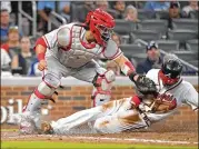  ?? HYOSUB SHIN / HSHIN@AJC.COM ?? Wilson Ramos, shown last year tagging out the Braves’ Dansby Swanson, made his first All-Star Game after he had Lasik surgery.