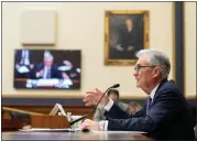  ?? ?? MARK SCHIEFELBE­IN – THE ASSOCIATED PRESS Federal Reserve Board Chair Jerome Powell speaks during his appearance before the House Financial Services Committee on Capitol Hill on Wednesday.