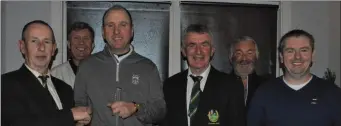  ??  ?? At the presentati­on of the prizes for the Mark Heinemann / Get Golfing sponsored competitio­n in the Ross GC, from left: winner John Cushkelly, Tony Lenihan, Mark Heinemann, sponsor, club captain Seamus McCarthy, Donie Broderick and Jonathan Casey.