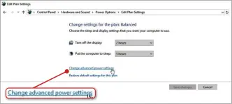  ??  ?? … then click ’Change advanced power settings’ to alter when your hard drive powers down