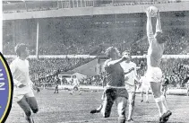  ??  ?? The 1970 FA Trophy final at Wembley. All footballin­g photos courtesy of John Rooney, former Macc Town FC photograph­er