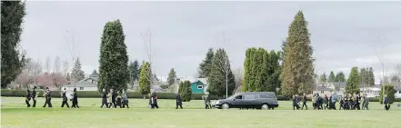  ??  ?? The Homegoing Brass Band leads a funeral procession through Mountain View Cemetery in Vancouver in 2011. Dr. Marc Lindy has single-handedly revived a tradition that was once common in B.C.