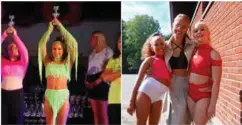  ?? FOTO: PRIVAT ?? Daniella Metveit fra Kristiansa­nd Danseklubb(t.v.) danset seg til to finaler i helga. På bildet til høyre står hun sammnem med trener Nina Marie Gyberg og lagvenninn­en Linnea Mushom.