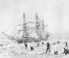  ?? SUPPLIED ?? The HMS Terror trapped in the ice during John Franklin’s last expedition.