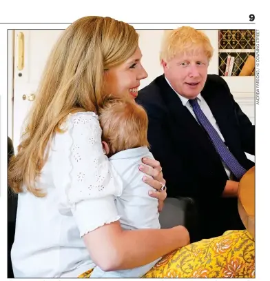  ??  ?? GRATEFUL: Carrie Symonds and Boris Johnson, with baby Wilf, say thank you to NHS hospital staff