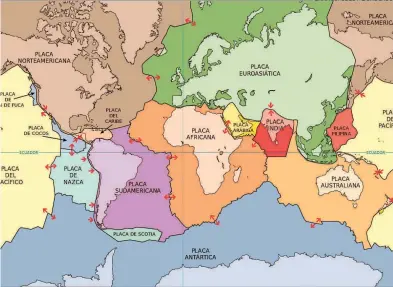  ?? GRÁFICO: USGS / DOROCA90 ?? Mapa con las 15 placas tectónicas más grandes.