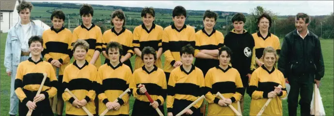  ??  ?? Castlemagn­er enjoyed a triumph to land the 1990 Co. Junior Camogie Championsh­ip title