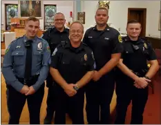  ?? SUBMITTED PHOTO ?? Saint Rose of Lima Catholic Church in Eddystone held a special Blue Mass for local police, firefighte­rs and EMS on September 11. Pictured at the church are, left to right, front row, Ridley Park Police Officer Michael Hanly; Ridley Park Police Sergeant Jim Nasella, Ridley Park Police Officer Jason Golden, back row, Ridley Park Police Officer Robert Hinckley and Ridley Park Fireman John Byrne.