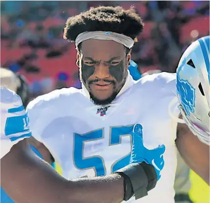  ?? CHRIS HAYS/ORLANDO SENTINEL ?? Former Lake Howell and Florida State linebacker Christian Jones is in his second season with the Detroit Lions.