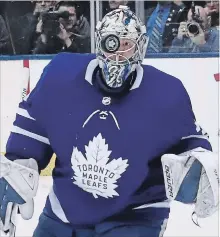  ?? STEVE RUSSELL TORONTO STAR FILE PHOTO ?? Frederik Andersen faced an NHL-high 2,211 shots last NHL season while between the pipes for the Toronto Maple Leafs.