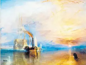  ?? ?? A fresh voyage: Turner’s The Fighting Temeraire (1839) and Monet’s The Water-Lily Pond (1899, detail) will be fronting two of 12 exhibition­s across the UK as part of the gallery’s National Treasures tour