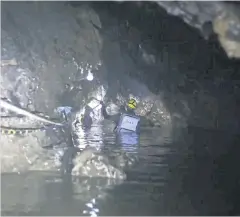  ?? PHOTO: AFP ?? CAVED IN: A still image from the Royal Thai Navy shows a diver during an operation to save members of the ‘Wild Boars’ football team inside the Tham Luang cave.