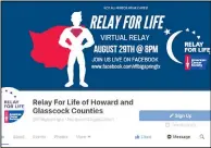  ??  ?? Relay For Life 2020 will be taking place virtually this Saturday beginning at 8 p.m.