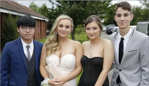  ??  ?? Brady Yeoh, Saoirse Kane, Jasmine Keogh and German Blasco all set for at the St Kilians Debs.