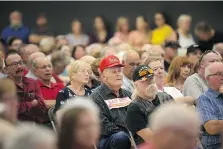  ??  ?? About 600 angry residents packed the gymnasium at the Atlas Tube Centre to confront Lakeshore town council on Tuesday night.