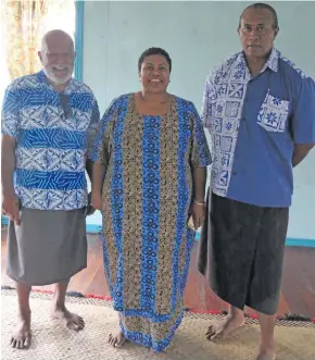  ?? Photo: Simione Haravanua ?? SODELPA candidates (from left) Jone Kata, Tanya Waqanika and Ro Filipe Tuisawau during the Suva SODELPA Constituen­cy Awareness at Lomanikoro Village in Rewa on September 15, 2018.