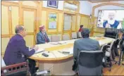  ?? HT ?? Himachal CM Jai Ram Thakur virtually participat­ed in a meeting of the governing council of NITI Ayog in Shimla on Saturday.